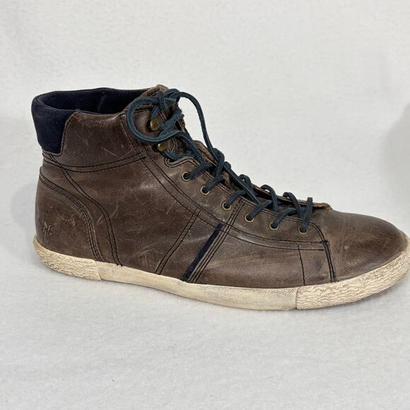 Frye Bedford High Top Leather Sneakers Mens 11 Brown Skater Grunge Steampunk main image 12